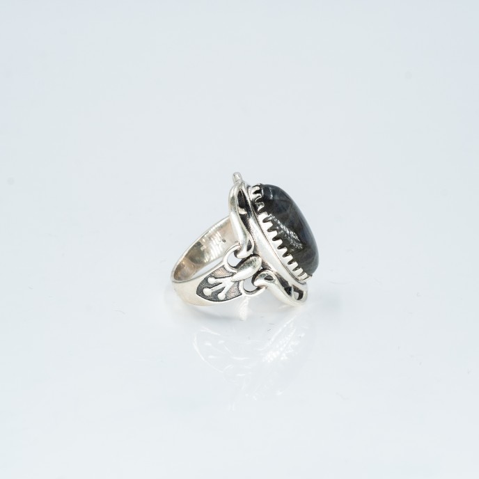 Inel oval broderie labradorit Argint