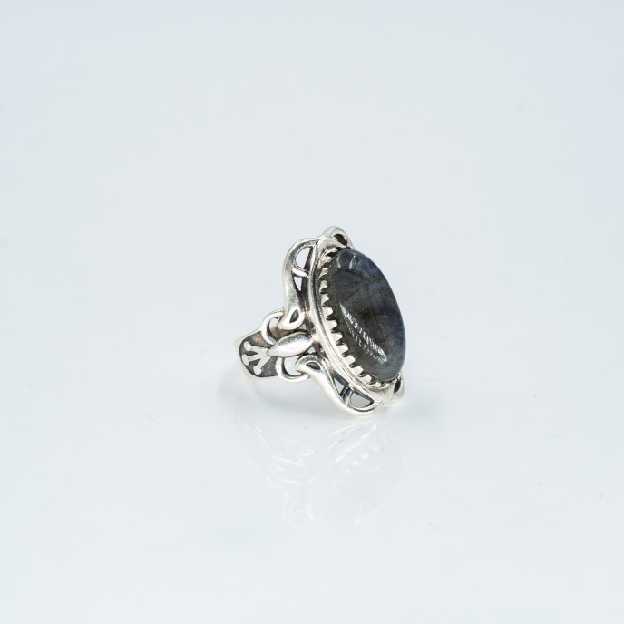 Inel oval broderie labradorit Argint