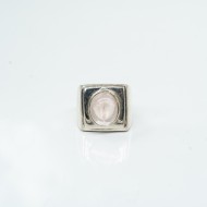 Inel patrat piatra ovala cuarz roz Argint