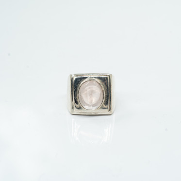 Inel patrat piatra ovala cuarz roz Argint