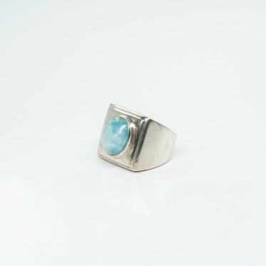 Inel patrat piatra ovala larimar Argint