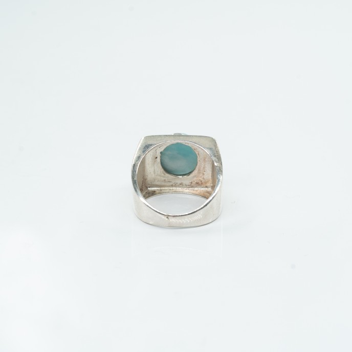 Inel patrat piatra ovala larimar Argint