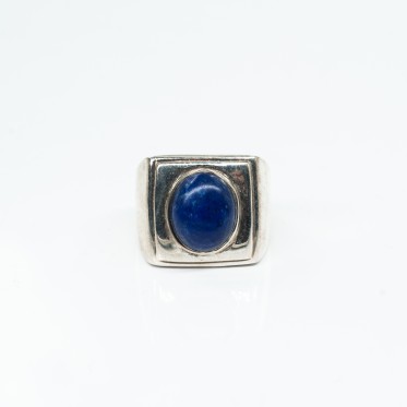Inel patrat piatra ovala lapis.lazuli Argint