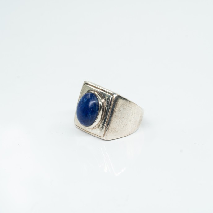 Inel patrat piatra ovala lapis.lazuli Argint