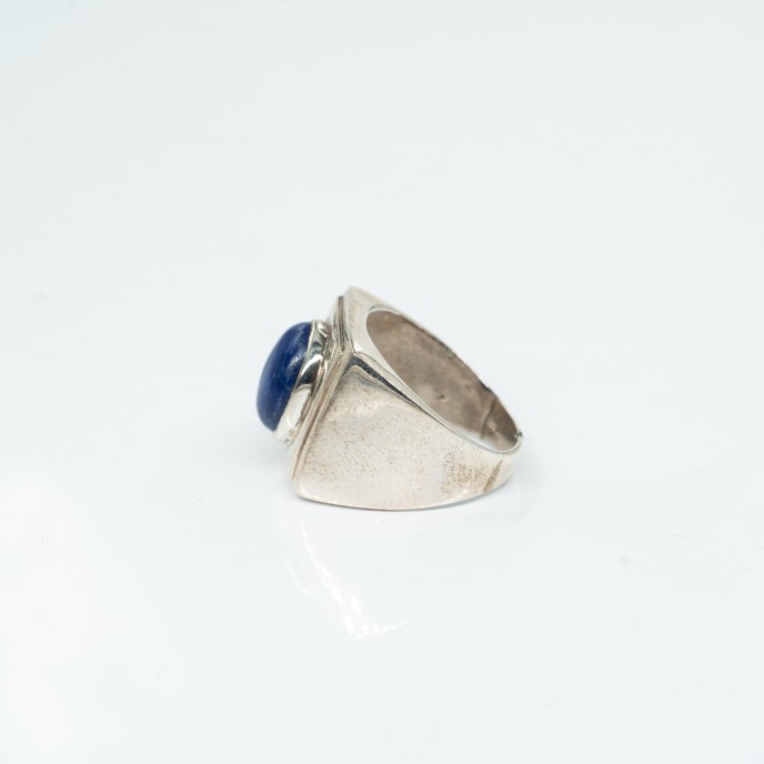 Inel patrat piatra ovala lapis.lazuli Argint
