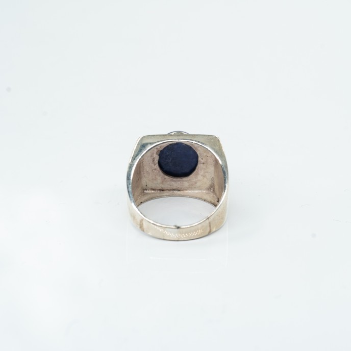 Inel patrat piatra ovala lapis.lazuli Argint