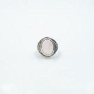 Inel oval vajra-dorje cuarz-roz Argint