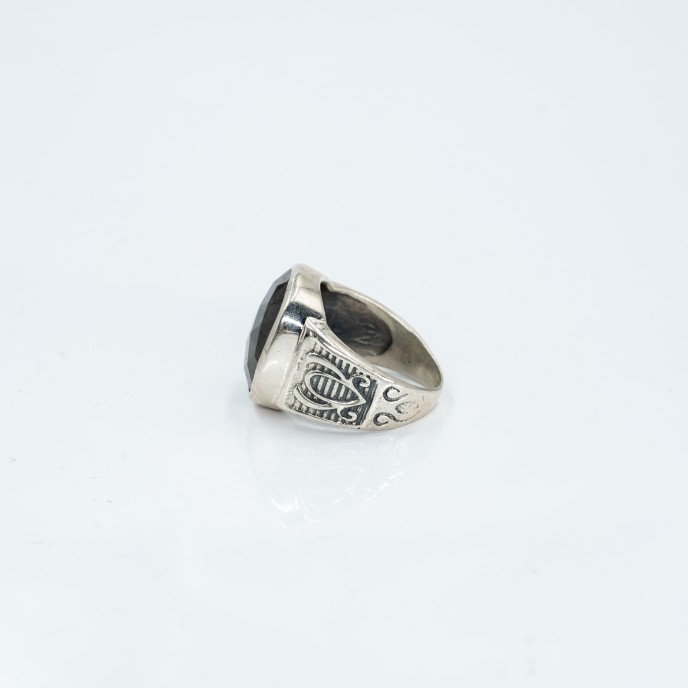 Inel model patrat piatra labradorit-albastru Argint