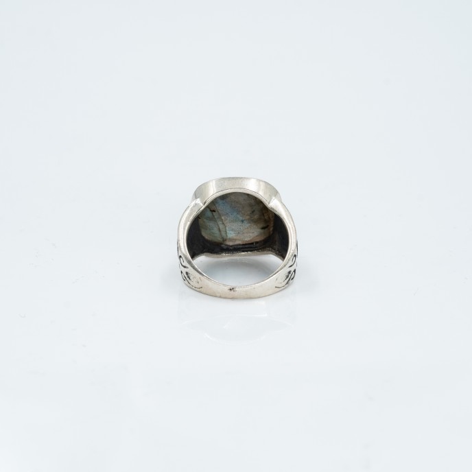 Inel model patrat piatra labradorit-albastru Argint