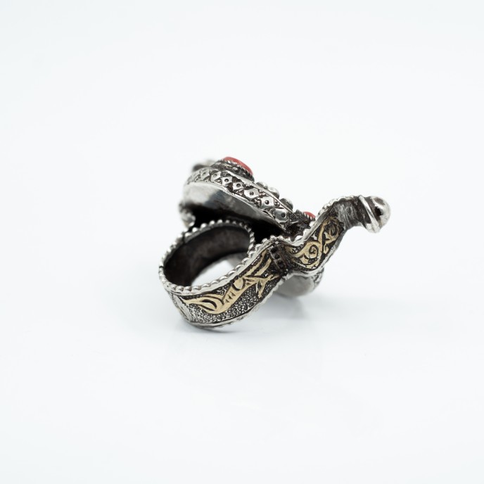 Inel Afgan disc solar turcoaza Argint