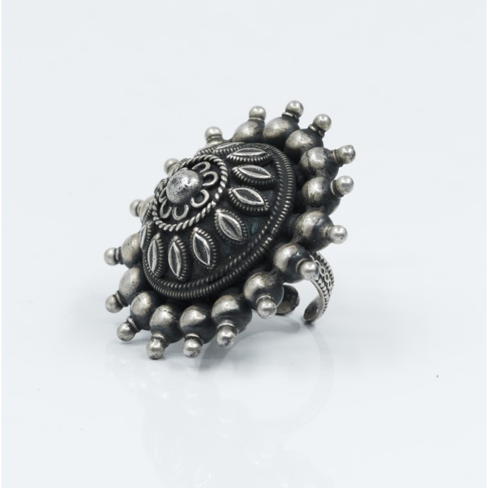 Inel etnic floare buline Argint