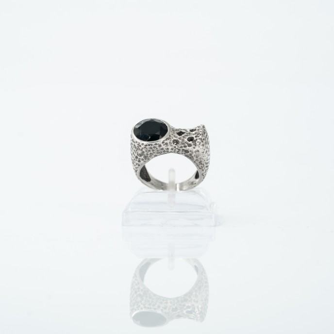 Inel asimetric onix Argint