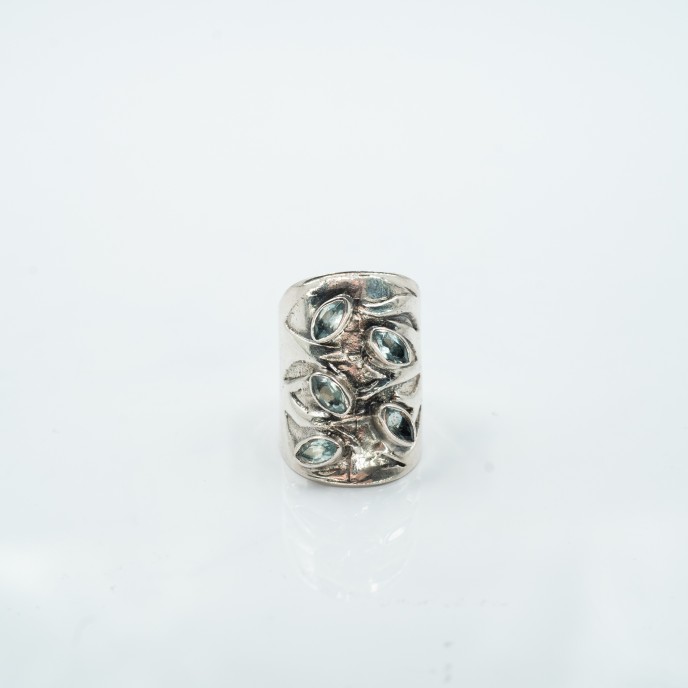 Inel lung picaturi ovale topaz-bleu Argint