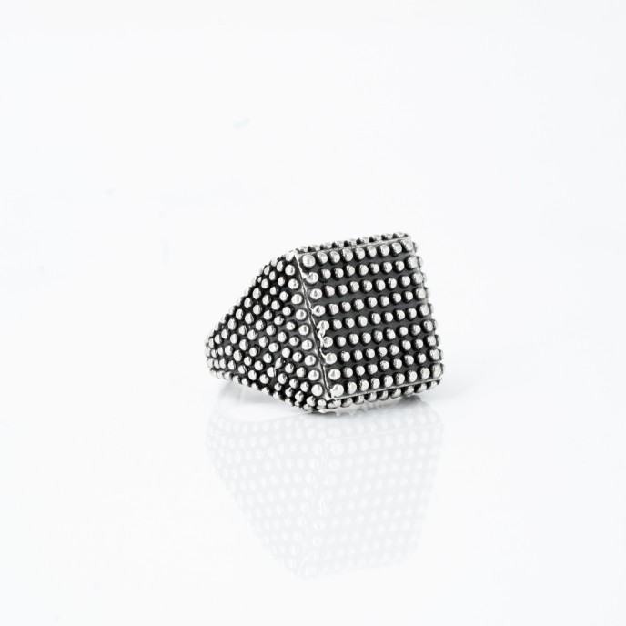 Inel patrat punctulete Argint