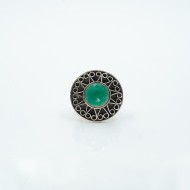 Inel rotund bucle agat-verde Argint