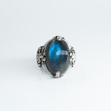 Inel Afgan oval labradorite Argint