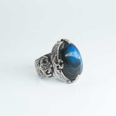 Inel Afgan oval labradorite Argint