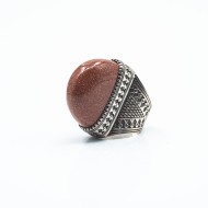 Inel oval tuguiat piatra soarelui Argint