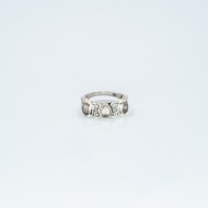 Inel slim trei pietre cuarz-roz Argint