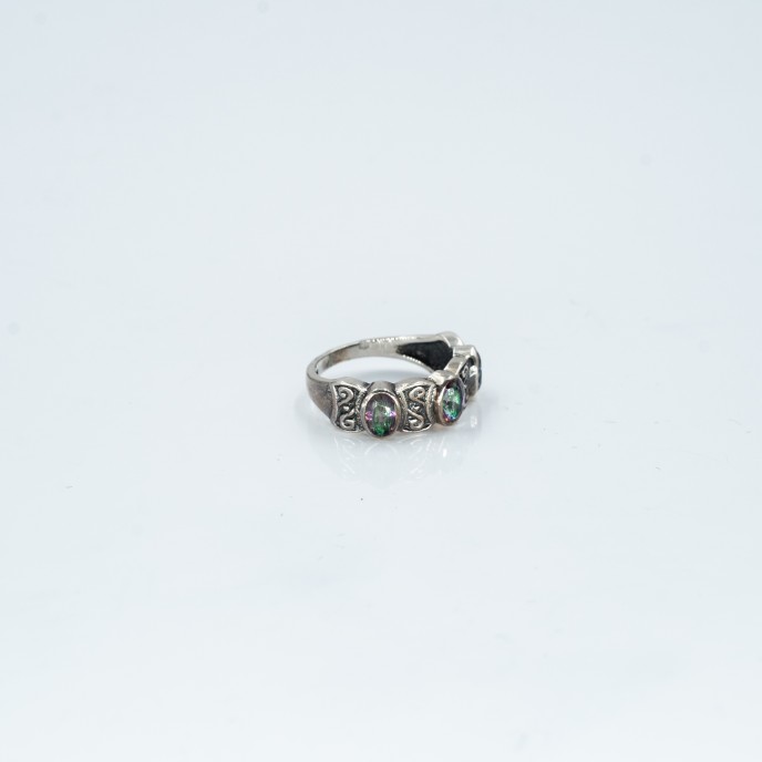 Inel slim trei pietre topaz-mistic Argint