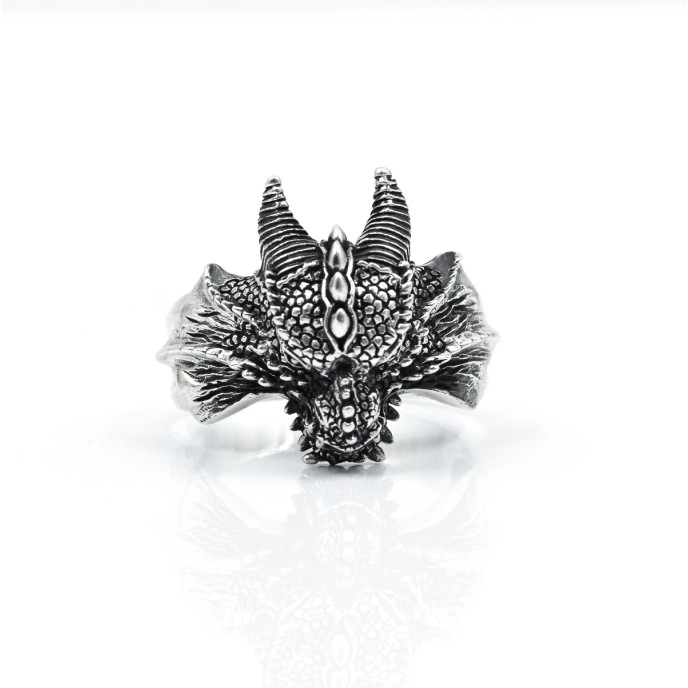 Inel cap de dragon Argint