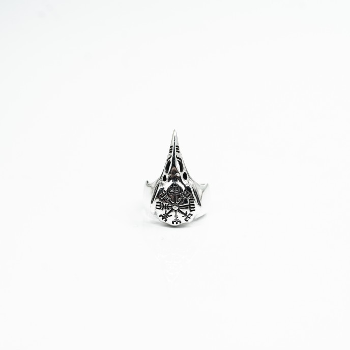 Inel craniu de cioara Vegvisir Argint