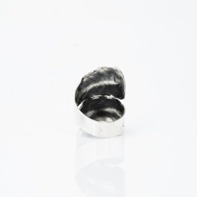 Inel model frunza pliata Argint