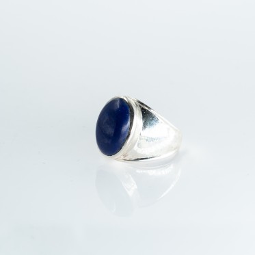 Inel oval simplu piatra lapis.lazuli Argint