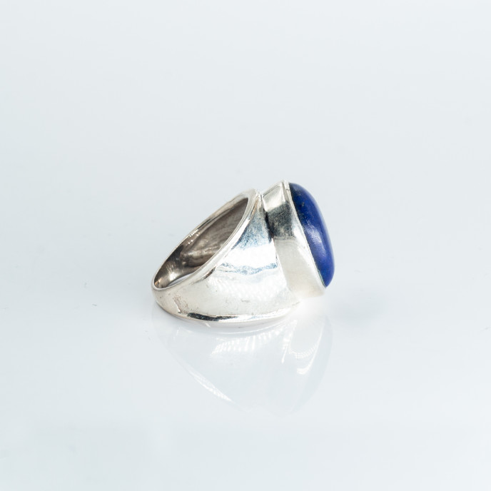 Inel oval simplu piatra lapis.lazuli Argint