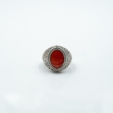 Inel oval broderie gotica carneol Argint