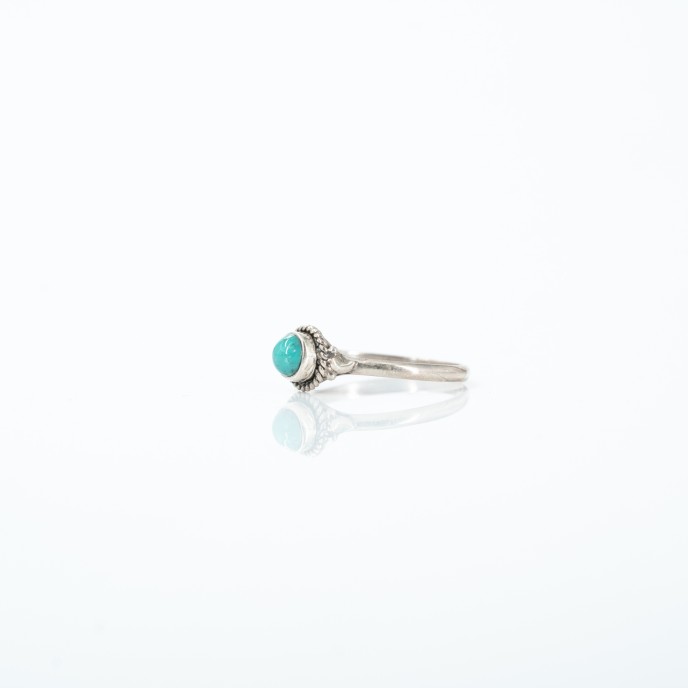 Inel rotund piatra naturala turcoaza Argint