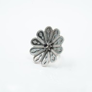 Inel rotund margareta onix Argint