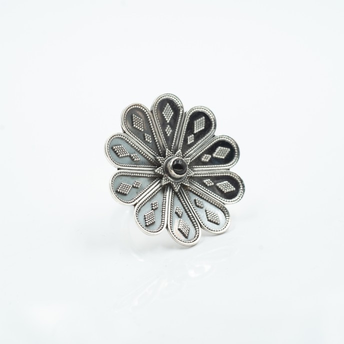 Inel rotund margareta onix Argint