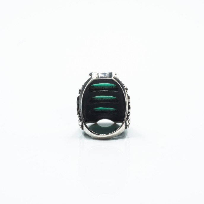 Inel lung dungi agat verde Argint