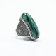 Inel dreptunghiular oval malachit Argint
