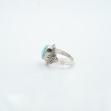 Inel slim oval punctulete larimar Argint