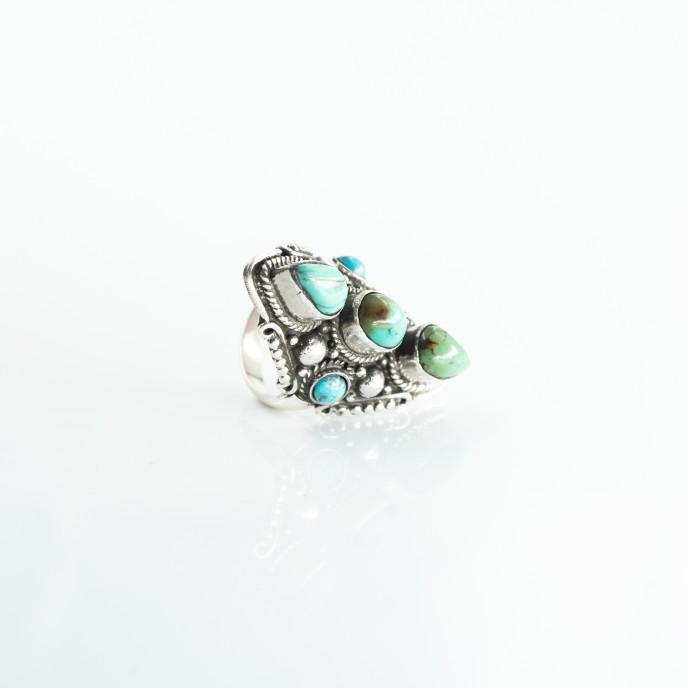 Inel lung ascutit buline turcoaze.3 Argint