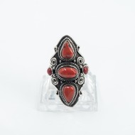 Inel lung ascutit spirale corale Argint