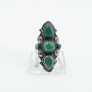 Inel lung ascutit spirale turcoaze Argint