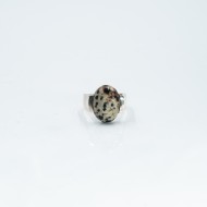 Inel oval simplu s jasp-dalmatian Argint