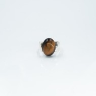 Inel oval simplu s ochi-de-tigru Argint