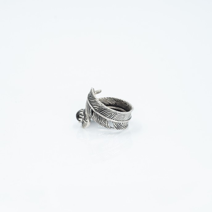 Inel reglabil pana cuarz rutilat Argint