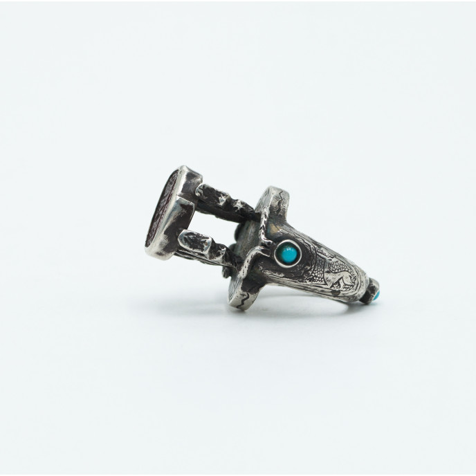 Inel Afgan pagoda carneol oval.s 59 Argint