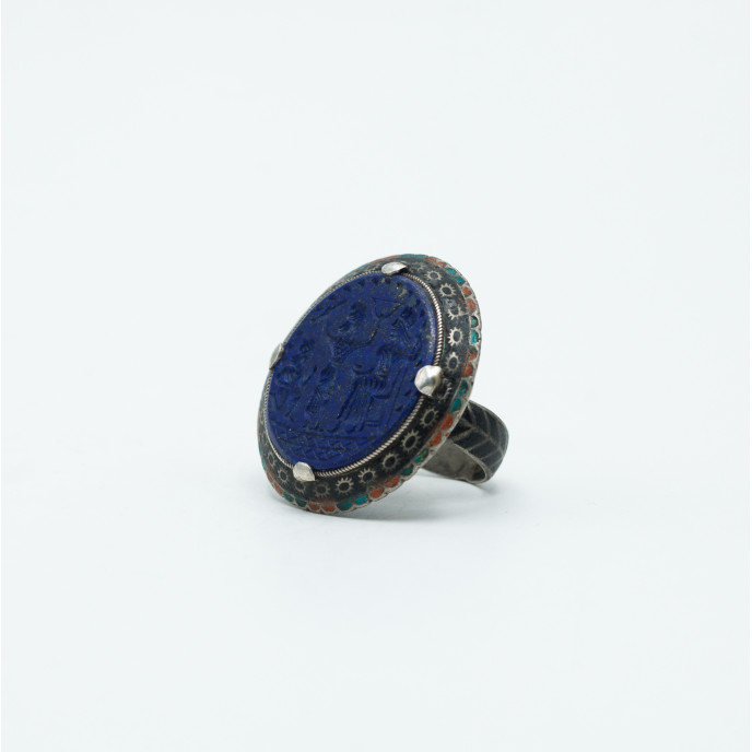 Inel Afgan vanator lapis lazuli Argint