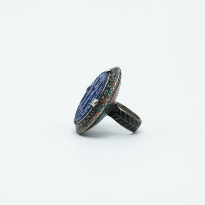 Inel Afgan vanator lapis lazuli Argint