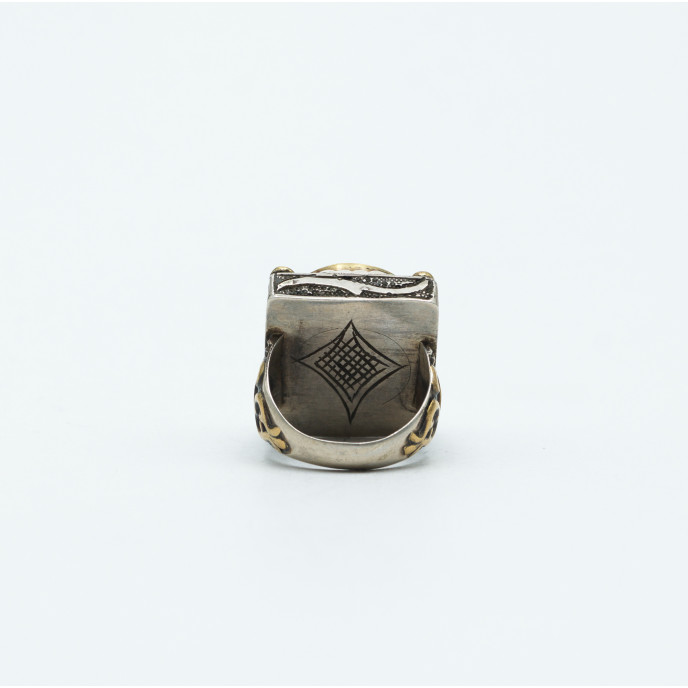 Inel Afgan dreptunghiular barbat carneol Argint