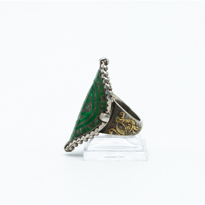 Inel Afgan rombic pasare-peste Argint