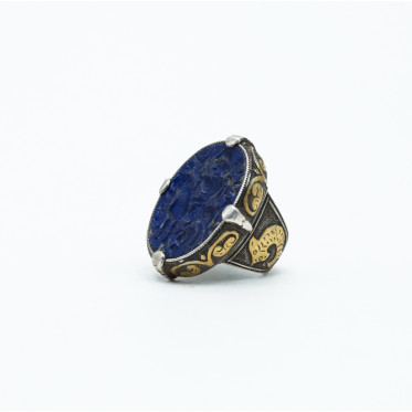 Inel Afgan oval calaret lapis.lazuli Argint