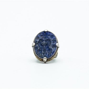 Inel Afgan doi lei lapis.lazuli Argint