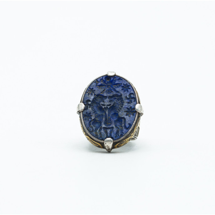 Inel Afgan doi lei lapis.lazuli Argint